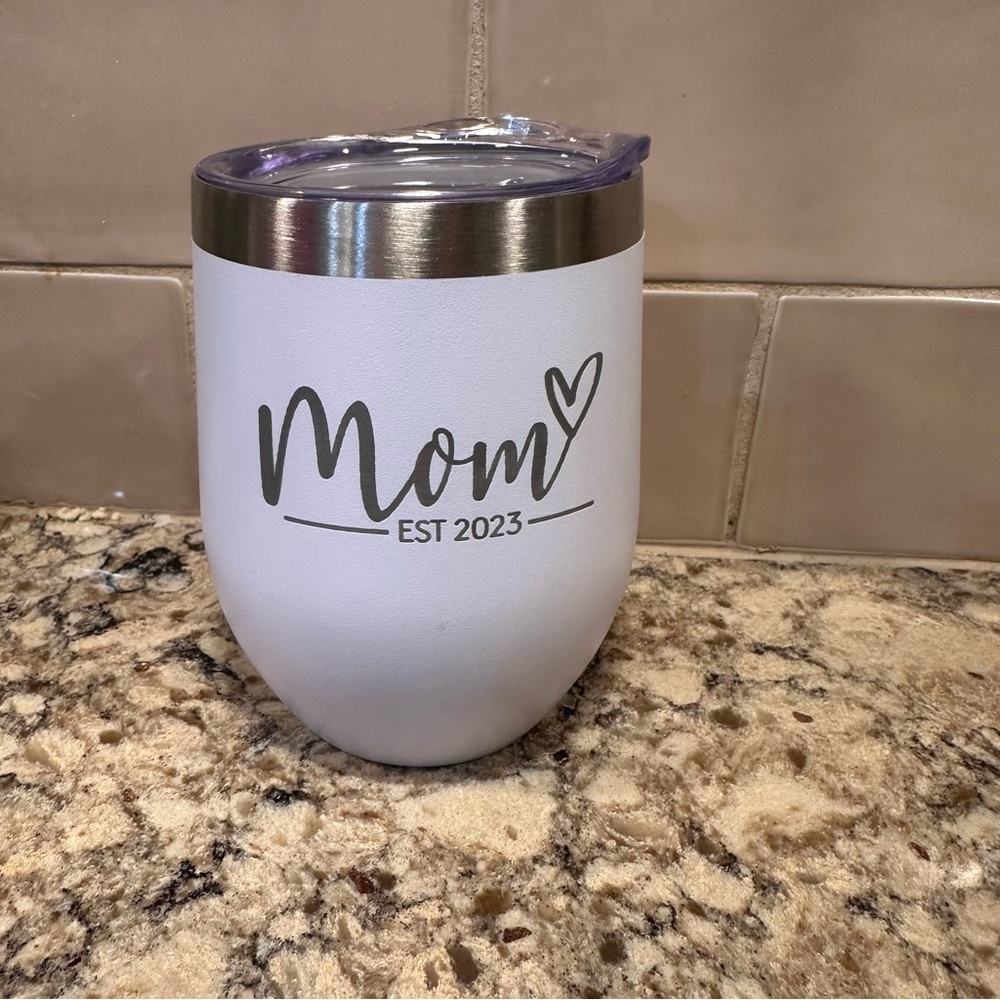 Mom est 2023 stainless steel tumbler white - wine / coffee